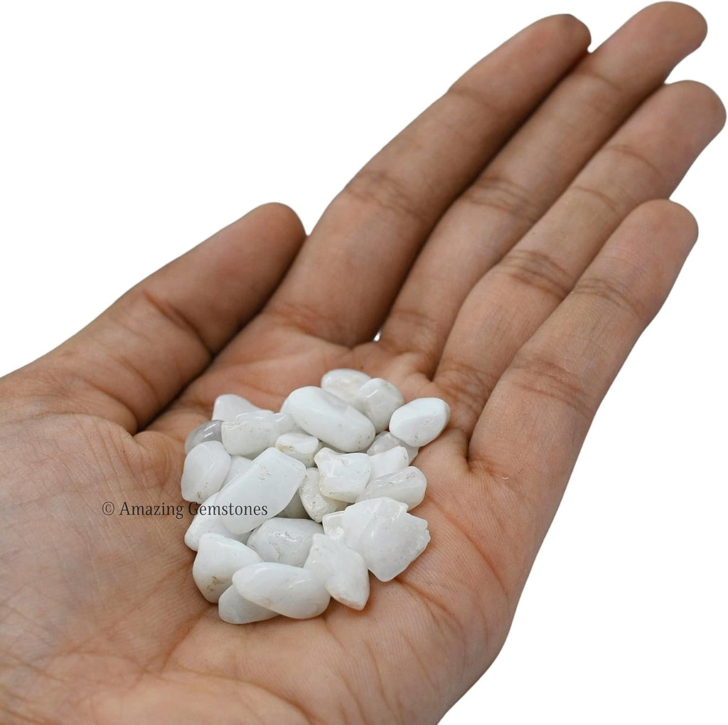 Amazing Gemstone Snow Quartz Crystal Chips Aquarium Gravel Rocks -1000+ Carat Snow Quartz Chips Bulk Fish Tank Gravel, Small Tumbled Stone Chips and Tiny Crystals for Decoration (AAA Grade Gemstones)