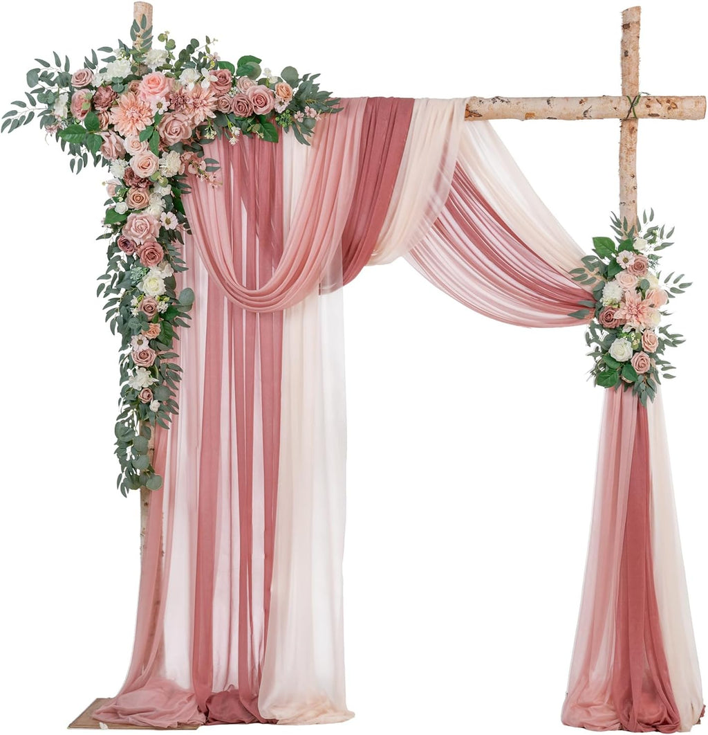 TINGE TIME Artificial Arch Flowers Kit Pack of 5, Wedding Decorations for Reception with Hanging Flowers, Wedding Arch Silk Floral Arrangements Ceremony Backdrop Bridal Shower Outdoor Party Decor