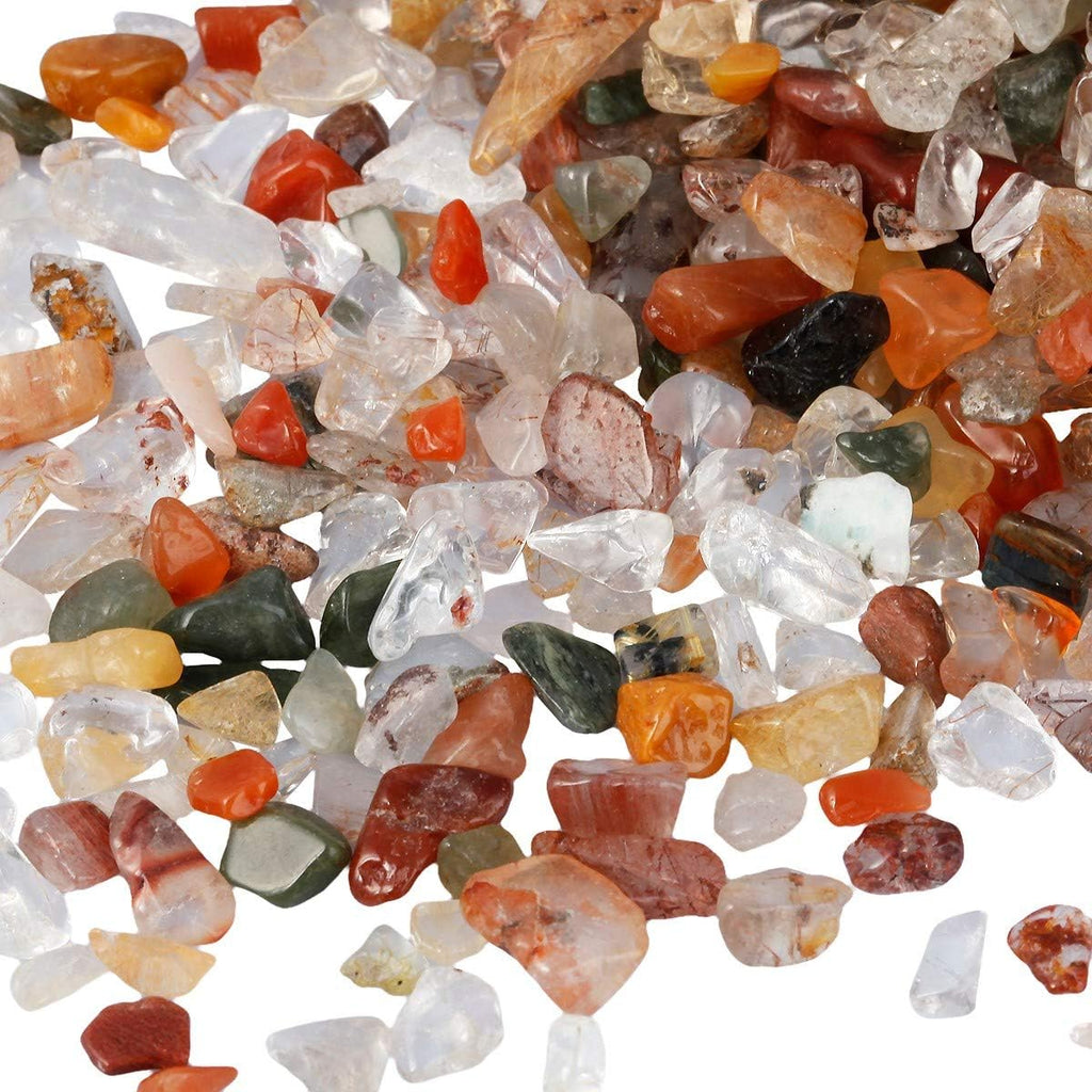 SUNYIK Mixed Stone Tumbled Chips Stone Crushed Crystal Quartz Pieces Irregular Shaped Stones 1pound(about 460 gram)