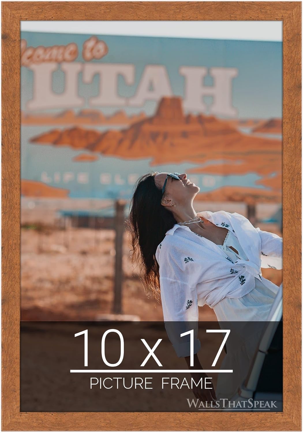 wallsthatspeak 10x17 Light Walnut Rustic Pine Picture Frame for Puzzles Posters Photos or Artwork