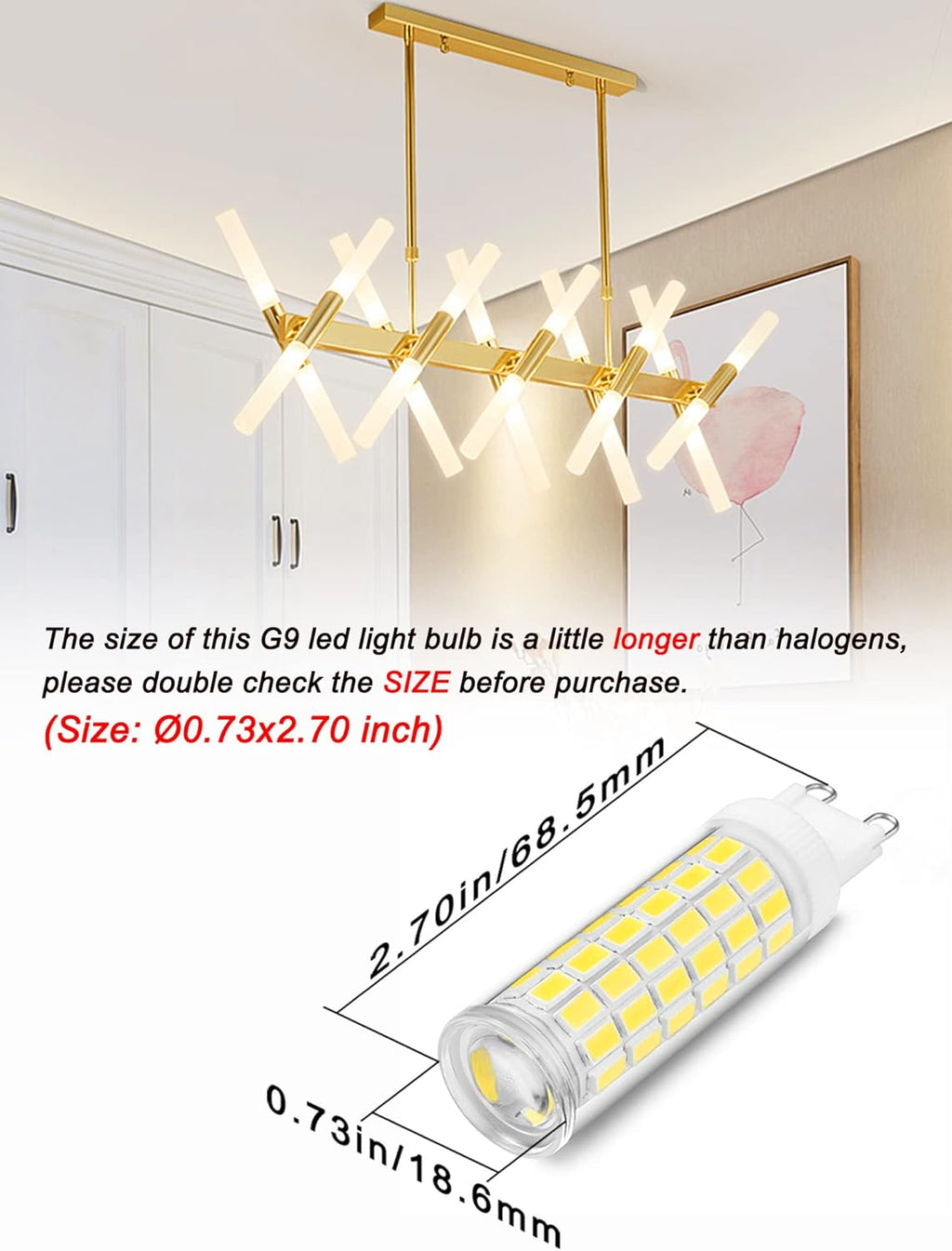 G9 Led Bulbs 75W 80W 100W Replacement 4000K Natural White,1000 lm, AC120V G9 8W Bi-pin Neutral LED Corn Light Bulb for Chandelier Pendant Bathroom Vanity Ligting,5Pack