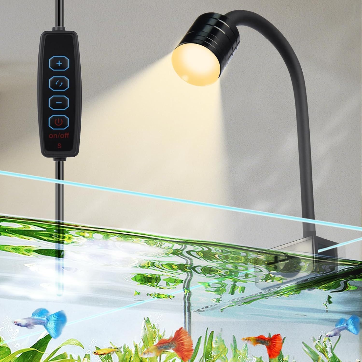 LED Aquarium Spot Light with Flexible Gooseneck, Black Metal Clamp Mount, 12-Inch Adjustable Tank Lamp, Modern Contemporary Style, 3W LED for Fish Tank Illumination