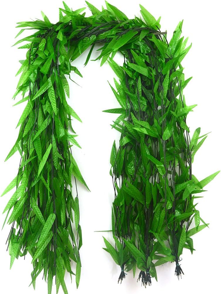 Beebel 50 Strands Artificial Vine Fake Leaves Silk Willow Rattan Wicker Twig for Jungle Party Supplies