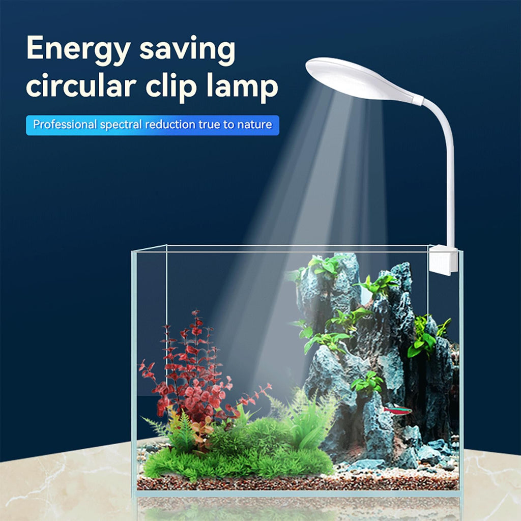 5-8 Gallon Fish Tank Clip On Aquarium Light with White Blue Red LEDs Small Aquarium Light, Full Spectrum Fish Tank Light with USB Port and 360 Degrees Flexible Rotate