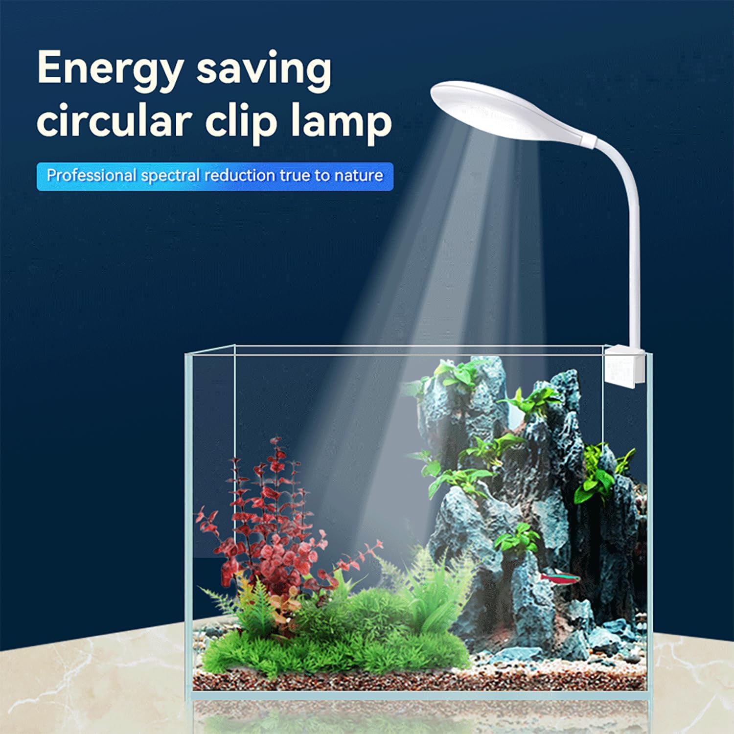5-8 Gallon Fish Tank Clip On Aquarium Light with White Blue Red LEDs Small Aquarium Light, Full Spectrum Fish Tank Light with USB Port and 360 Degrees Flexible Rotate