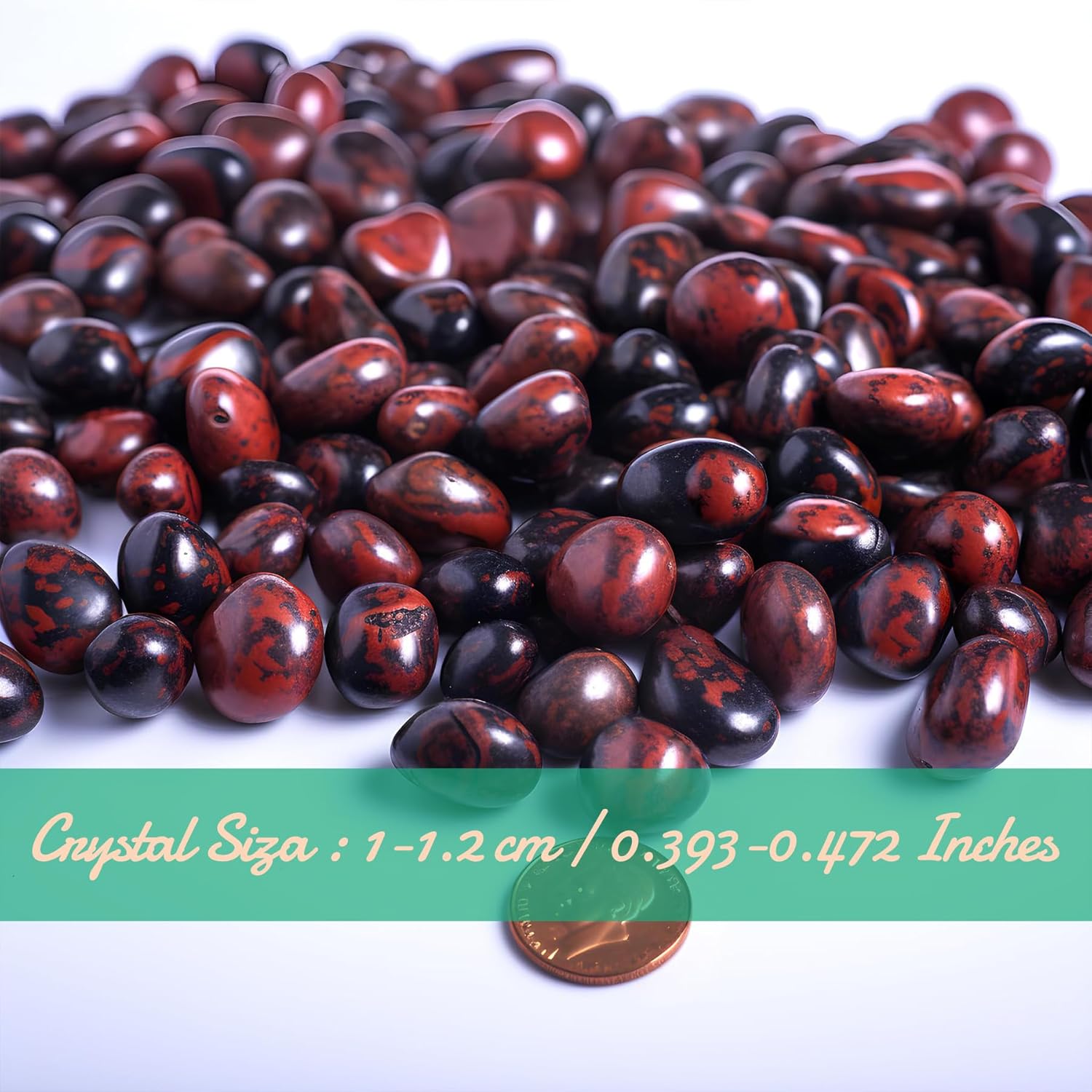 Polished Mahogany Obsidian Crystal Chips Set, 0.4'', 128 Pcs - Handpicked Natural Tumbled Stones and Crystals Bulk for Healing, Reiki, Meditation, Witchcraft and Home Decor