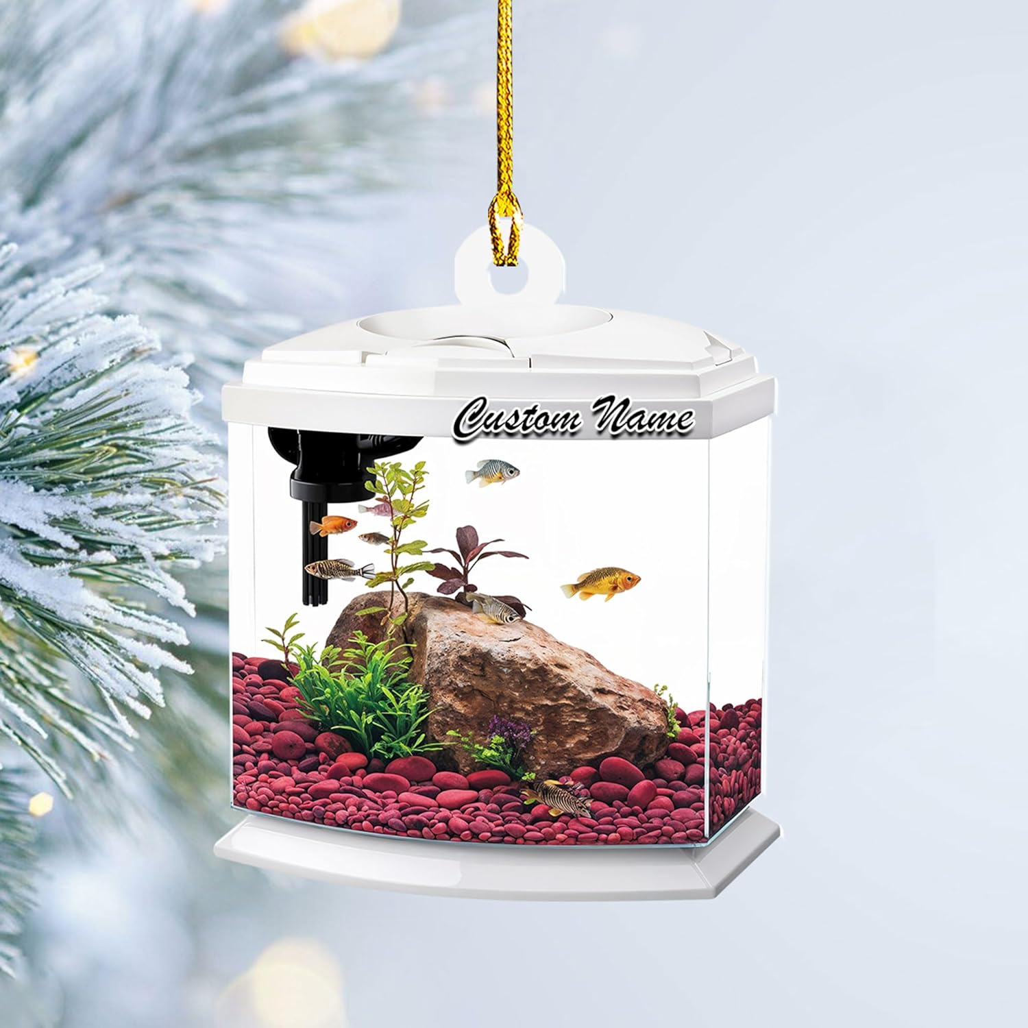 Personalized Aquarium Christmas Ornament, Fish Christmas Ornament, Gift for Fish Lover, Custom Aquarium Christmas Tree Keepsake, Kids First Gift Ideas, Pet Kids Ornament (AFT11)