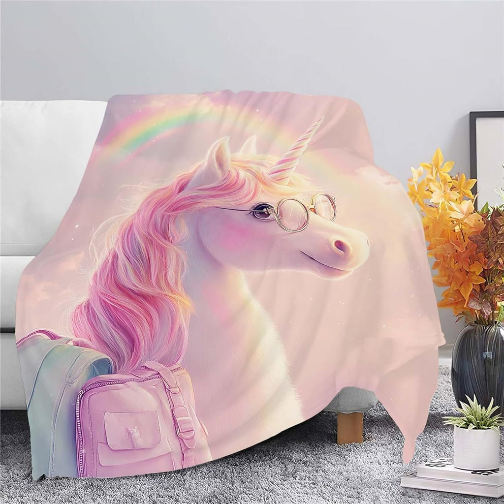 Unicorn Throw Blanket Funny Unicorn Rainbow Stuff Gifts for Kids Girls Boys Adults Women Man Soft Cozy Warm Plush Fluffy Fuzzy Fleece Blanket Decor 40''X50''