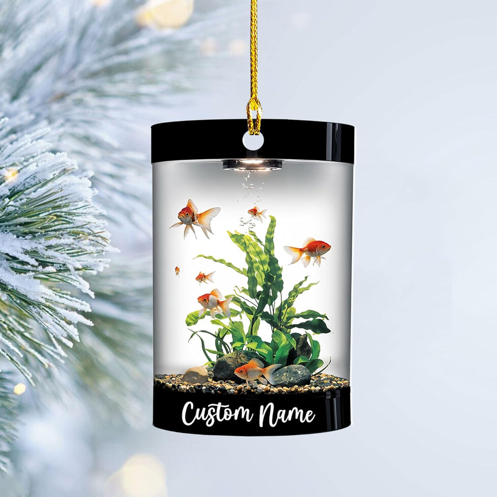 Personalized Aquarium Christmas Ornament, Fish Christmas Ornament, Gift for Fish Lover, Custom Aquarium Christmas Tree Keepsake, Kids First Gift Ideas, Pet Kids Ornament (AFT5)