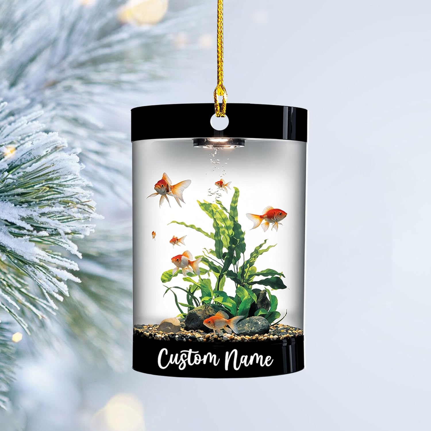 Personalized Aquarium Christmas Ornament, Fish Christmas Ornament, Gift for Fish Lover, Custom Aquarium Christmas Tree Keepsake, Kids First Gift Ideas, Pet Kids Ornament (AFT5)