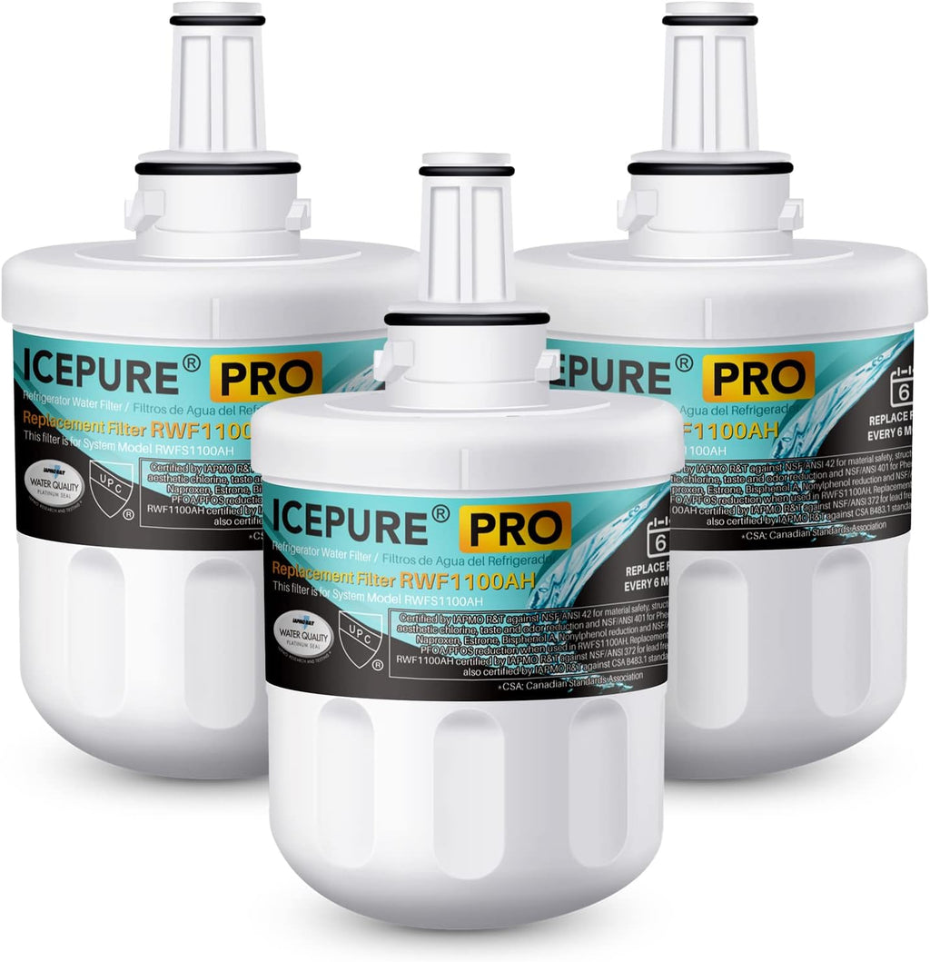 ICEPURE DA29-00003G Remove PFOA&PFOS, NSF/ANSI 401&473&53&42&NSF/ANSI/CAN 372 Water Filter, Replacement for Samsung DA29-00003A, Aqua-Pure Plus DA29-00003B, HAFCU1, RF267AERS, HDX-FMS-1, 3PACK