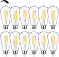 12Packs ST64 Large Vintage LED Edison Bulbs, 60W Equivalent 7W, 800Lumens, Dimmable Antique LED Filament, 2700K Warm White, E26 Medium Base Light Bulbs High Brightness Clear Glass for Bedroom Office