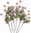 mizii 6Pcs Fake Silk Pompon Mum Artificial Flowers Bulk Small Faux Chrysanthemums with Stems Realistic Floral Decorations for Wedding DIY Bouquet Centerpieces Shower Vase Home Decor (Khaki)