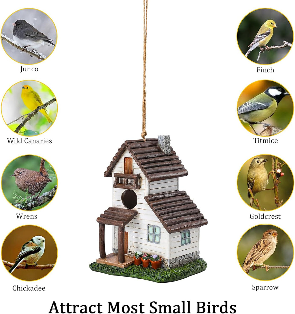 Yinns Resin Bird House for Outside, Small Birdhouses for Outdoors for Nesting, Decorative Home Bird Houses for Yard Garden Decor, Water Proof