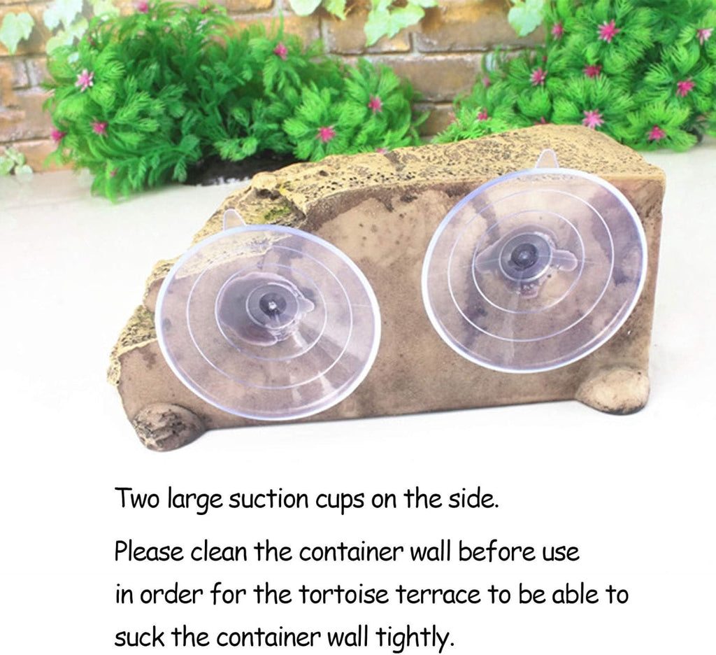 kathson Turtle Basking Platform with Suction Cups Tortoise Climbing Step Ledge Aquarium Ornament Rock Turtle Floating Dock Resting Basking Terrace for Amphibians Reptile (Yellow)