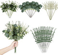 Artificial Eucalyptus Leaves Stems 120 Pcs 4 Kinds Mixed Fake Silver Dollar Eucalyptus Leaves Stem Bulk Faux Leaf for DIY Bouquets Floral Arrangement Wedding Home Decor