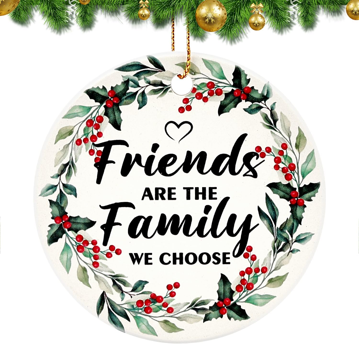 Mini Friend Christmas Ornament for Xmas Tree Decorations Ceramic for Female Women Men BFF Bestie Cute Christmas Tree Ornaments Small Xmas Decorated Friendship Ornament