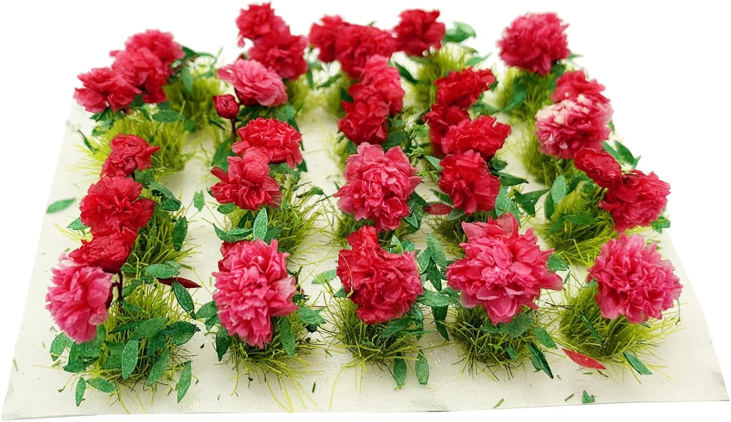 20Pcs Miniature Flower Cluster Grass Flower Tufts for Mini Dollhouse Fairy Garden Railway Simulated Static Scenery Micro Landscape Model (Red)