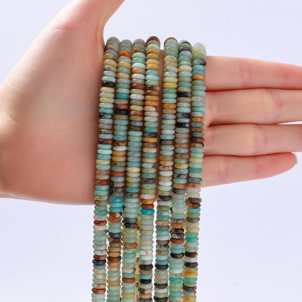 Natural Amazonite Disk Stone Spacer Beads 6x2mm 38cm/str Flat Rondelle Loose Semi Gemstone Caps for Making Bracelets Necklace