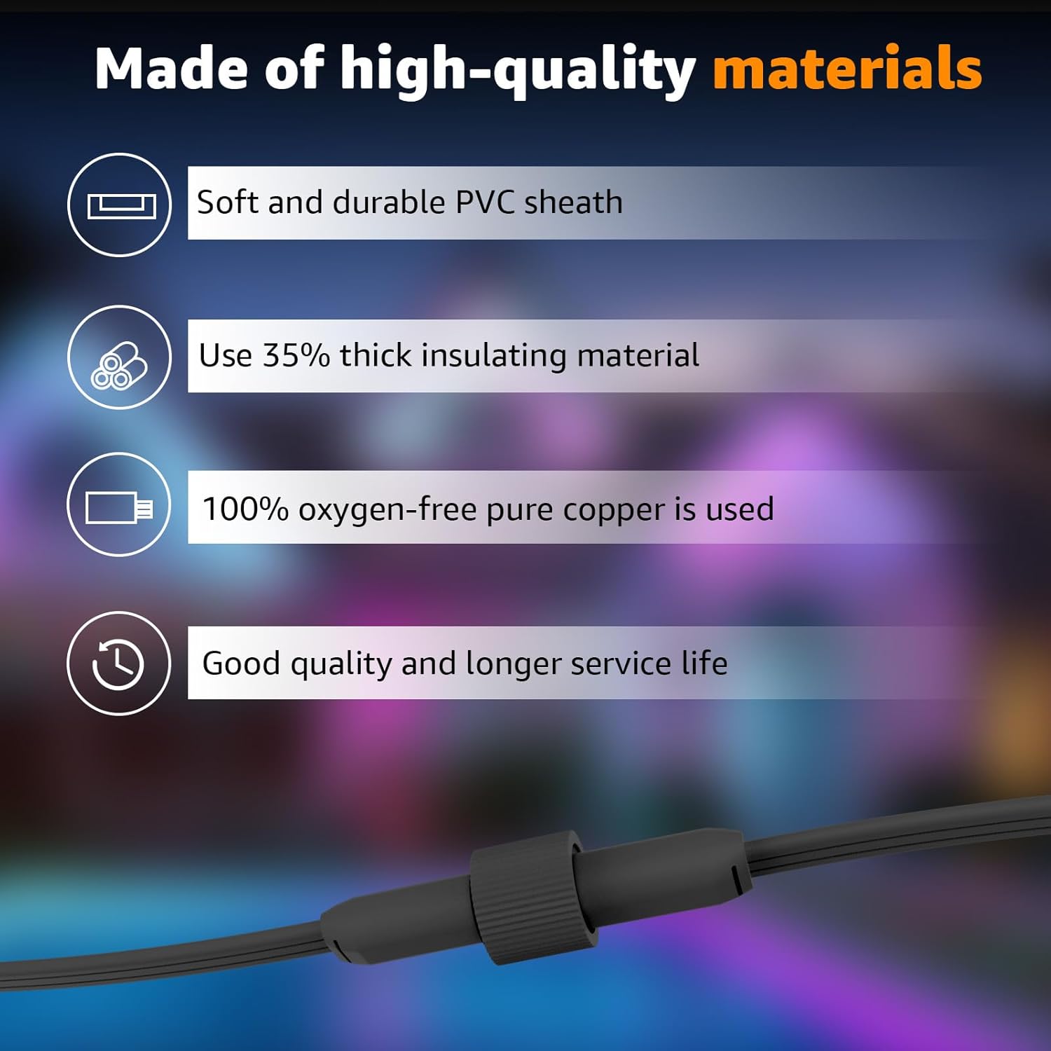 Extension Cable for Govee Permanent Outdoor Lights Pro, IP68 Waterproof Extension Cord, for Govee H705A H705B H705C H706A H706B H706C H7067 Permanent Outdoor Lighting Systems (16FT)