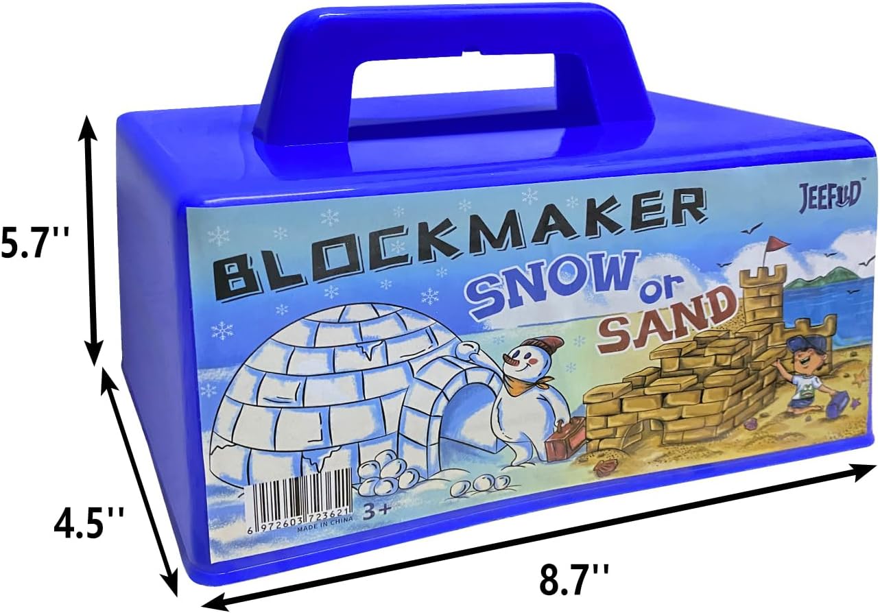 JEEFUD Snow Block Maker, Sand Castle Mold, Beach Snow Building Kit Toys for Kids, Winter Outdoor Toys 2 Pack (Blue&Red)