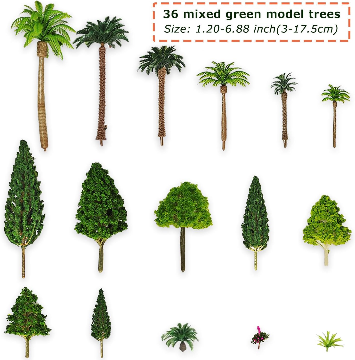 42Pcs Diorama Supplies Kit, Model Trees, Miniature Palm Trees, Architecture Tree, Decorative Sand, Stone, Grass, Moss Stick,Scenery Basing Material Kit for DIY Craft, Model Train Scenery