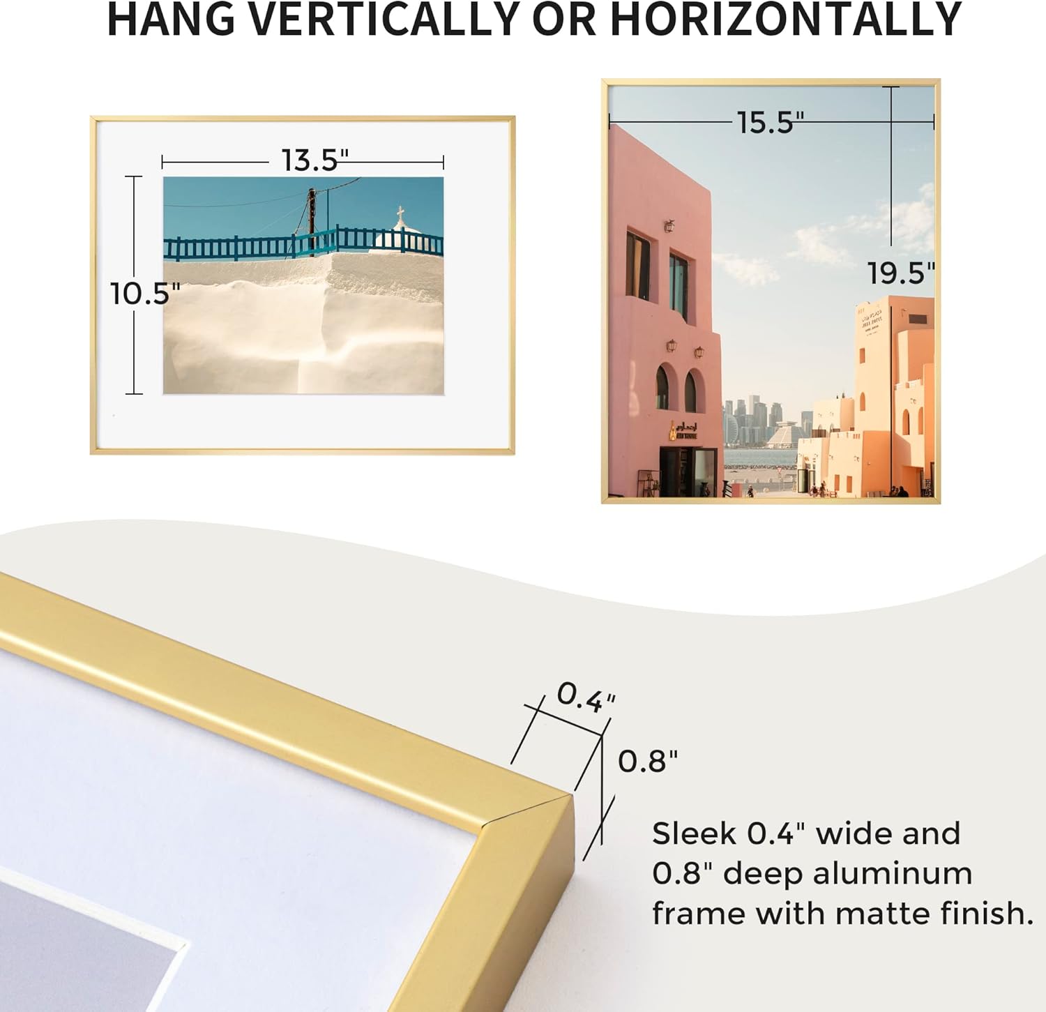 16x20 Metal Picture Frame with 11x14 Mat, Brushed Aluminum Finish, Tempered Glass Front, and Attached Hanging Hardware - Versatile Wall Display Frames for Vertical or Horizontal Orientation(Rose Gold,