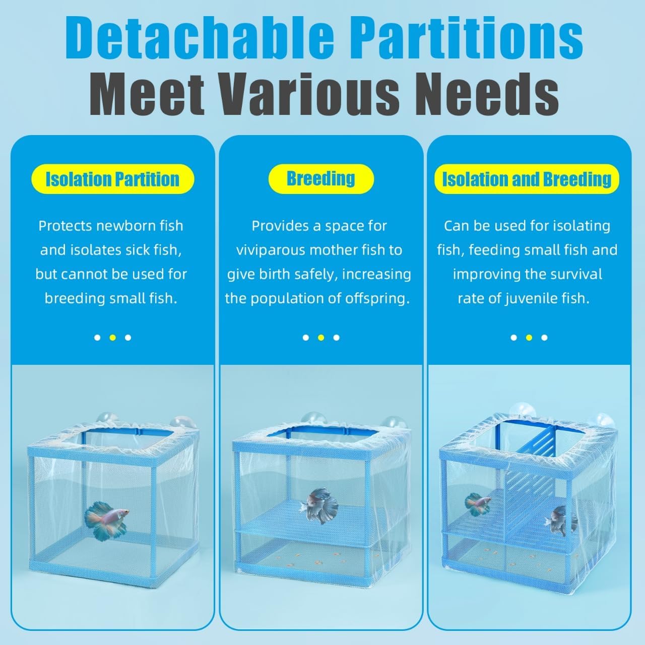AQUANEAT Fish Tank Breeder Small Mesh Net Fry Saver Aquarium Spawn Hatchery Isolation with Suction Cups Hatchery Incubator for Shrimp Betta