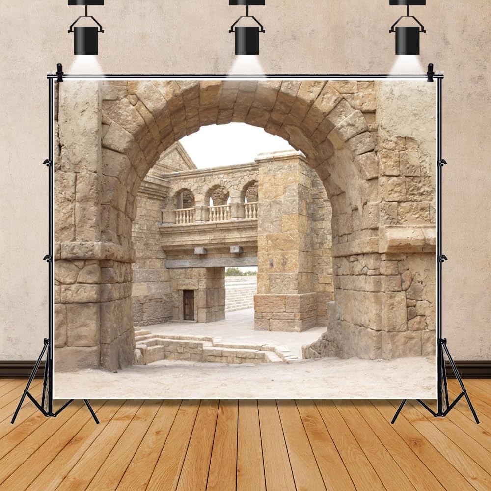 Jerusalem Buildings Backdrop - Israel Old City Roman Church Historical Site for Theme Portrait Photography Background 12x10ft Banner