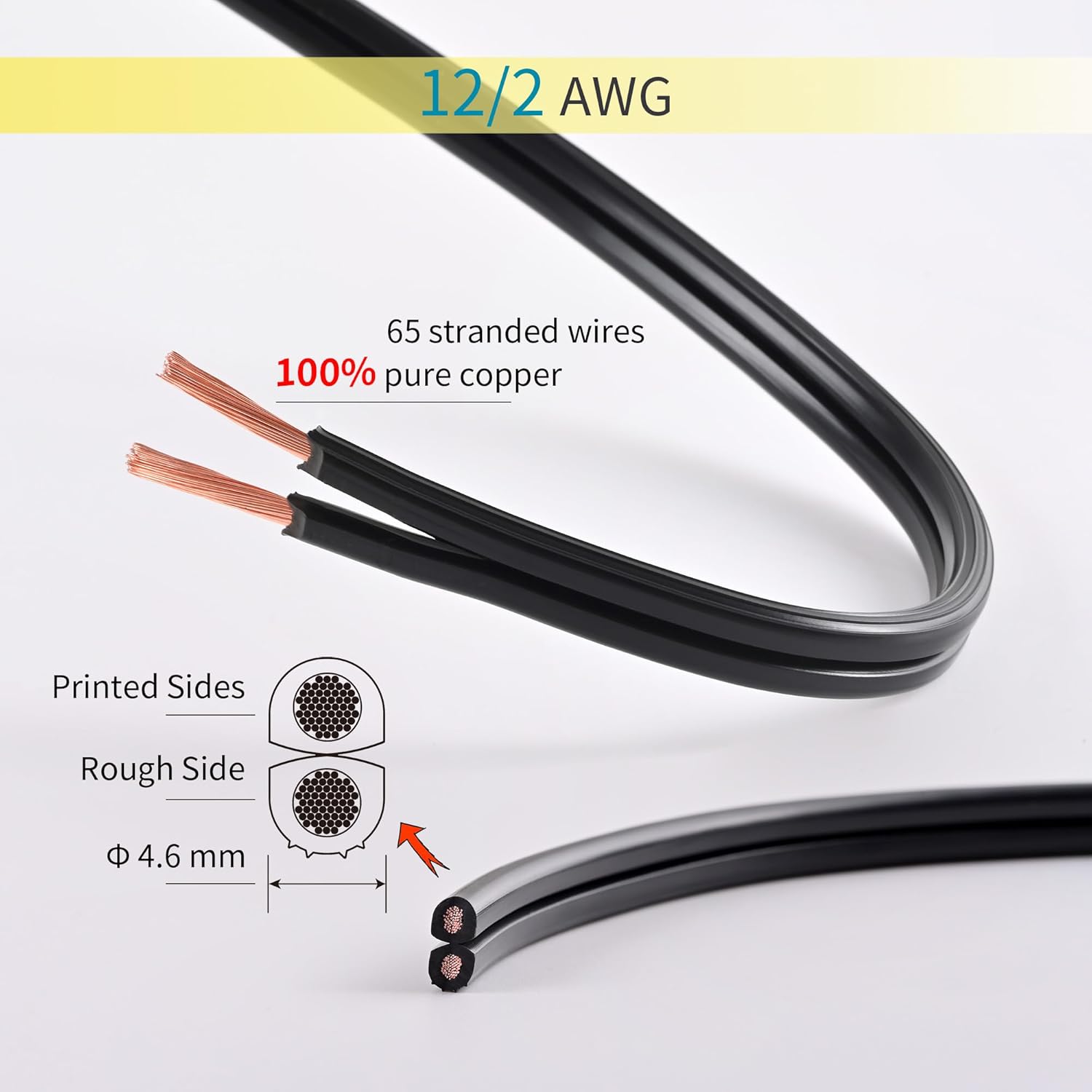 LUCKY TL 12/2 Low Voltage Landscape Wire 100 Feet, 12 Gauge 2 Conductor, Outdoor Waterproof, Direct Buried Landscape Lighting Wire, Pure Copper Making (100FT)
