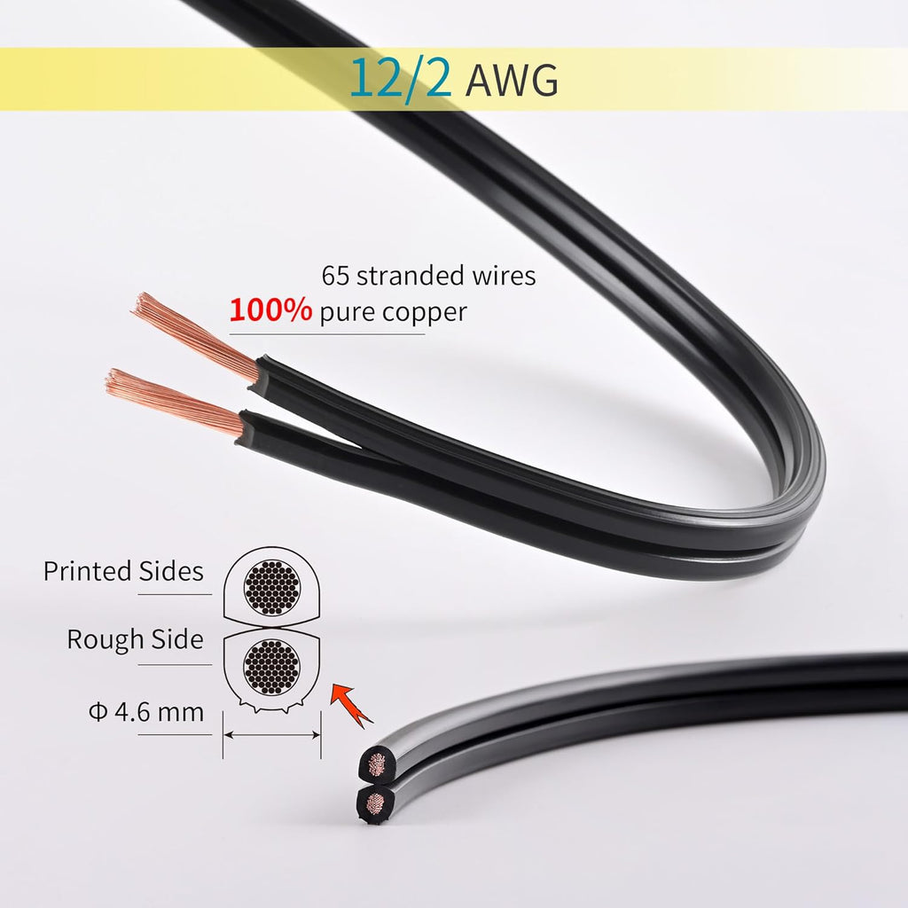 LUCKY TL 12/2 Low Voltage Landscape Wire 500 Feet, 12 Gauge 2 Conductor, Outdoor Waterproof, Direct Buried Landscape Lighting Wire, Pure Copper Making (500FT)