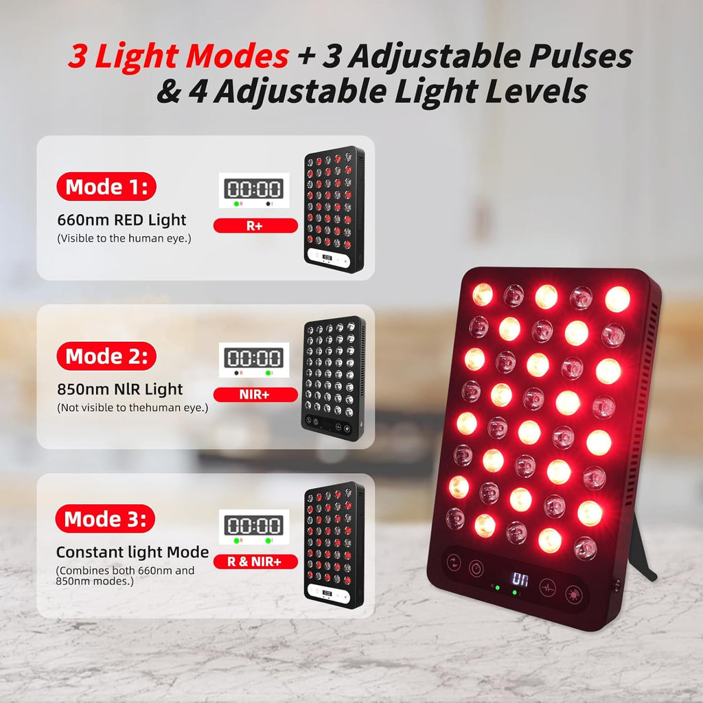 Portable Red Light and Infrared Therapy Panel for Body, 660nm and 850nm Wavelength, Built in Timer, 200w High Power Panel Promoting Sleep, Relieve Muscle Fatigue-Red Light Therapy for Face