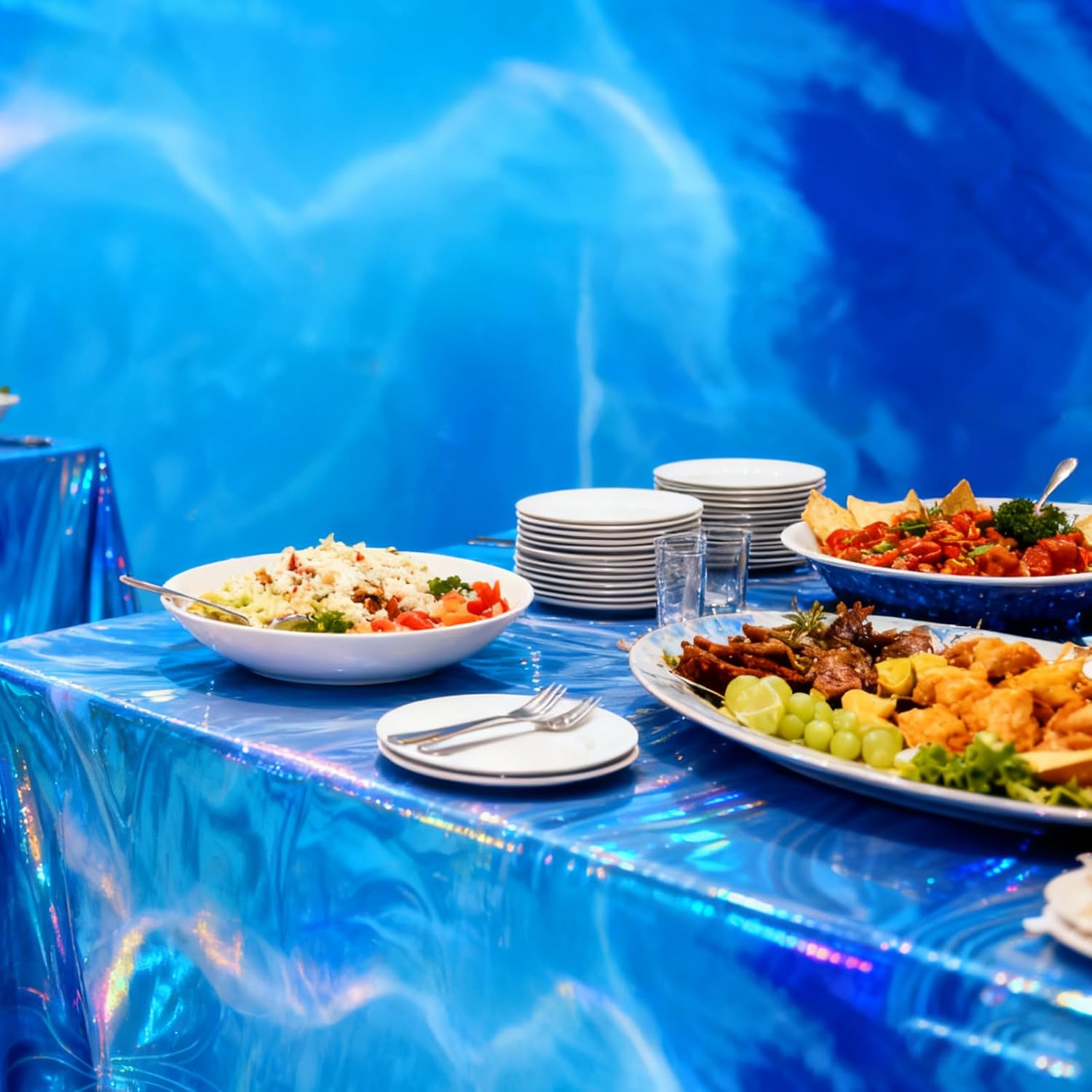 Ocean Tablecloth 3 Pcs Ocean Themed Party Decorations Plastic Blue Table Cover for Beach Pool Birthday Under The Sea Party Decorations 108 x 54 Inch