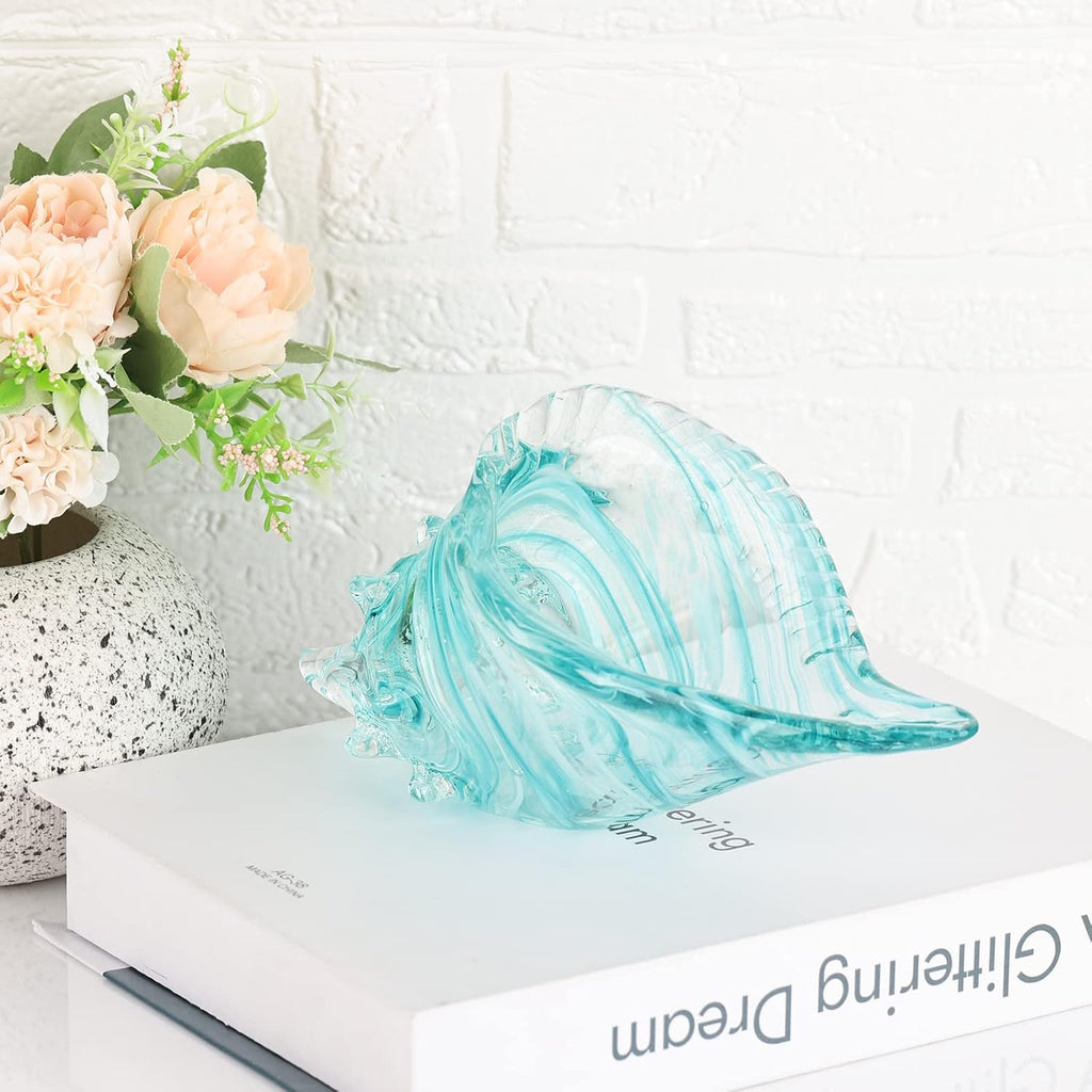 DOVDOV Blown Glass Conch Statues - Modern Glass Art, Conch Decorative Statues for Dining Tables, Entryways, Coffee Tables, Living Rooms, Kitchens, Shelf Fillers