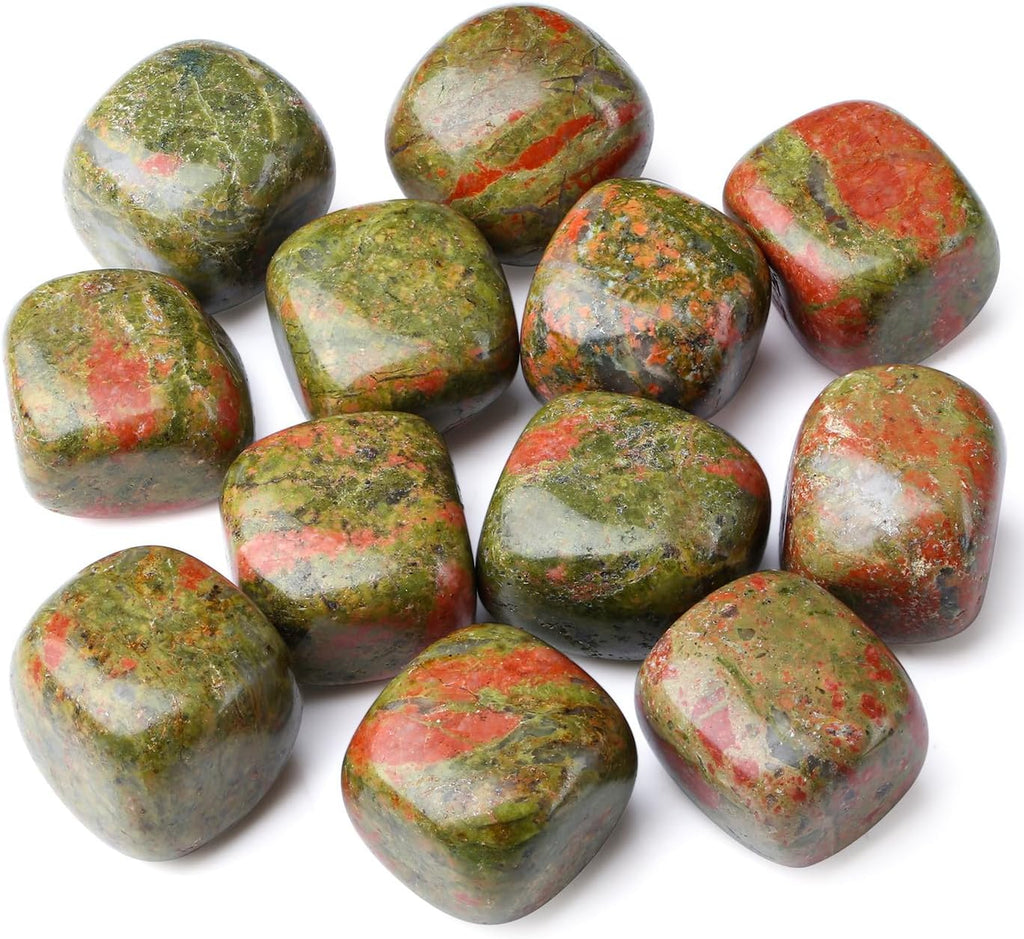 DUQGUHO Unakite Healing Crystals Stones Set Natural Crystals Bulk Irregular Tumbled Polished Crystal Stones 0.45 lbs