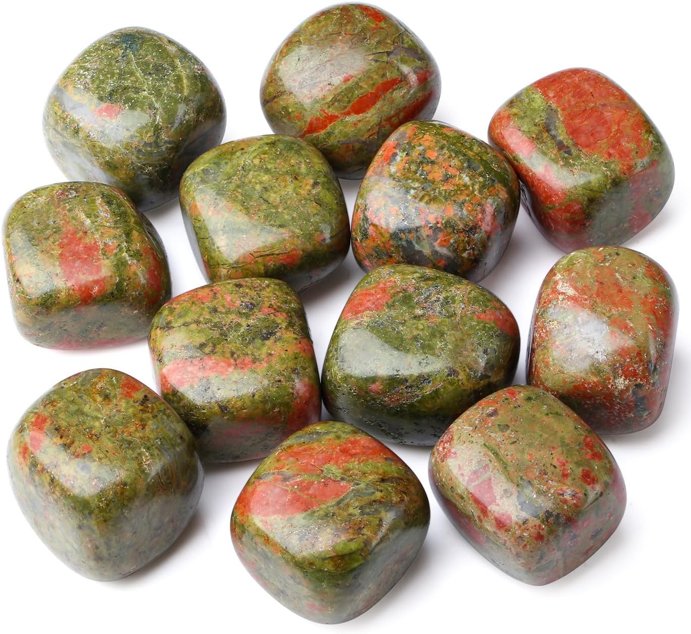 DUQGUHO Unakite Healing Crystals Stones Set Natural Crystals Bulk Irregular Tumbled Polished Crystal Stones 0.45 lbs