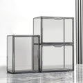 Clear Stackable Plastic Storage Bins with Lid (Gray-L-3 Pack)