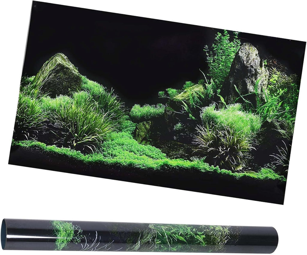 Aquarium Poster, Seafloor Water Grass Fish Background Decoration 3D PVC Self Adhesive Fish Wallpaper Sticker for Aquarium Fish Decoration(24.0 x 15.7in)
