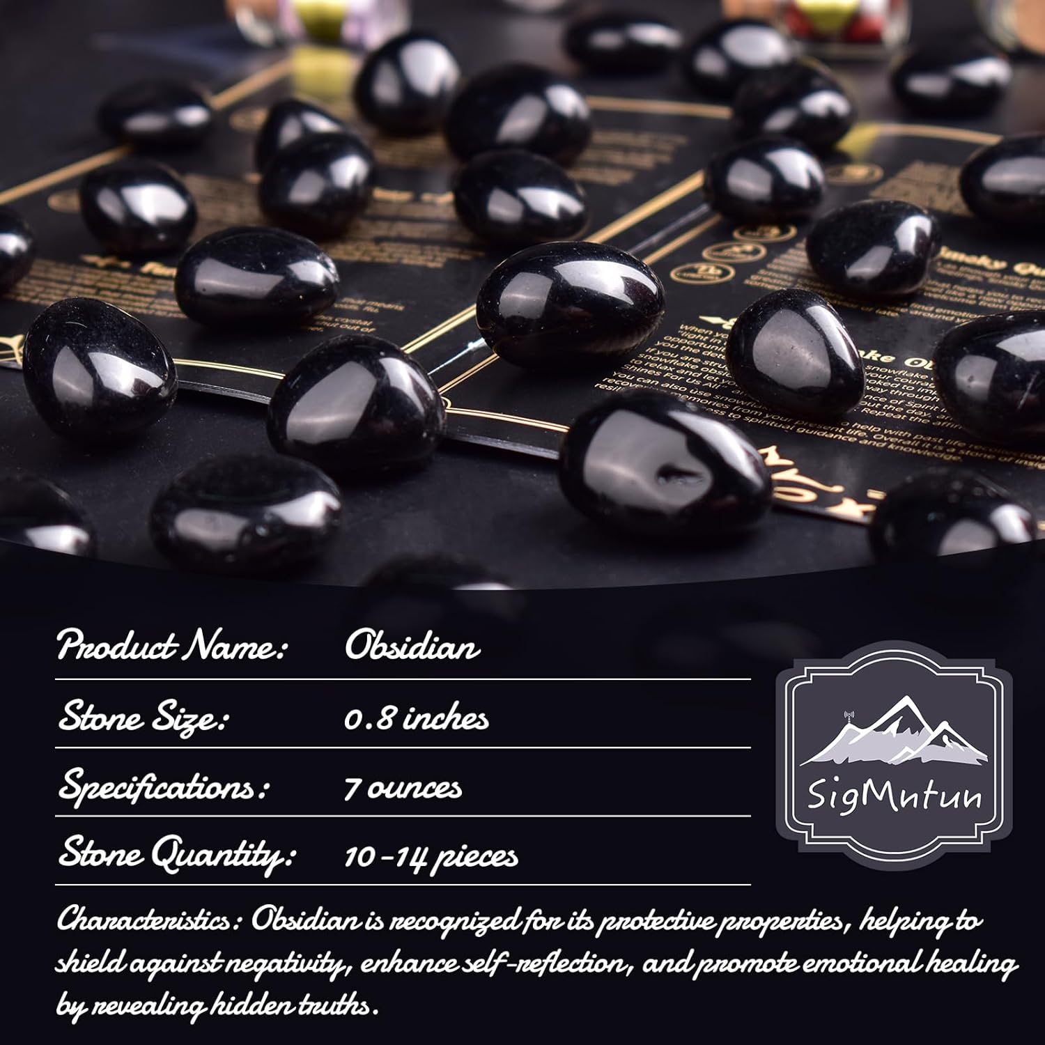 Polished Stone Set Obsidian Crystals, 0.8" Handpicked Tumbled Gemstones Rocks, Pebbles for Reiki, Chakra, Healing, Home Decor
