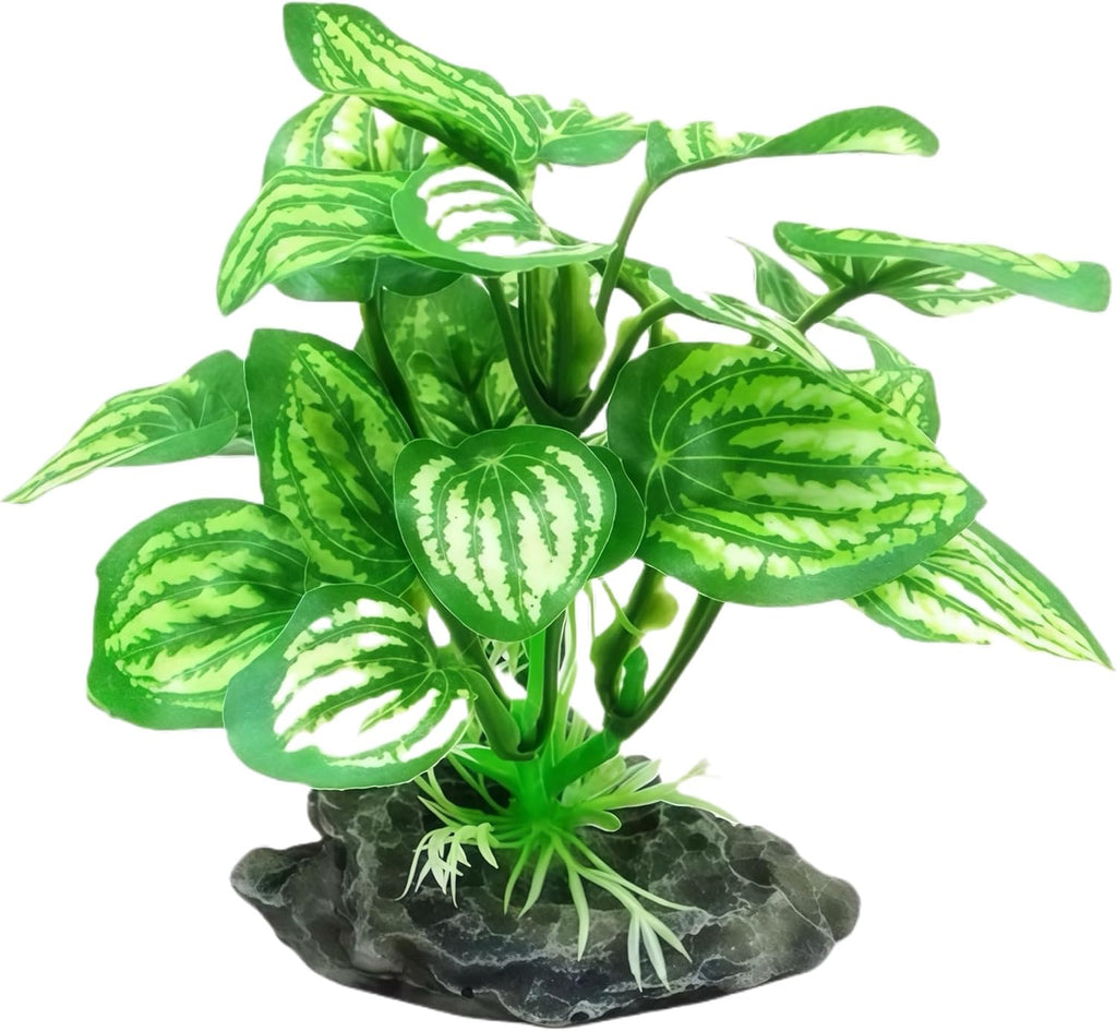 JGbaby Artificial Aquarium Plants,Fish Tank Decorations Betta Leaf Hammock 4in Realistic Silk & Plastic Plants, Hideout Decor for Betta. Goldfish,Reptiles,Small Tanks (Green Type-C)