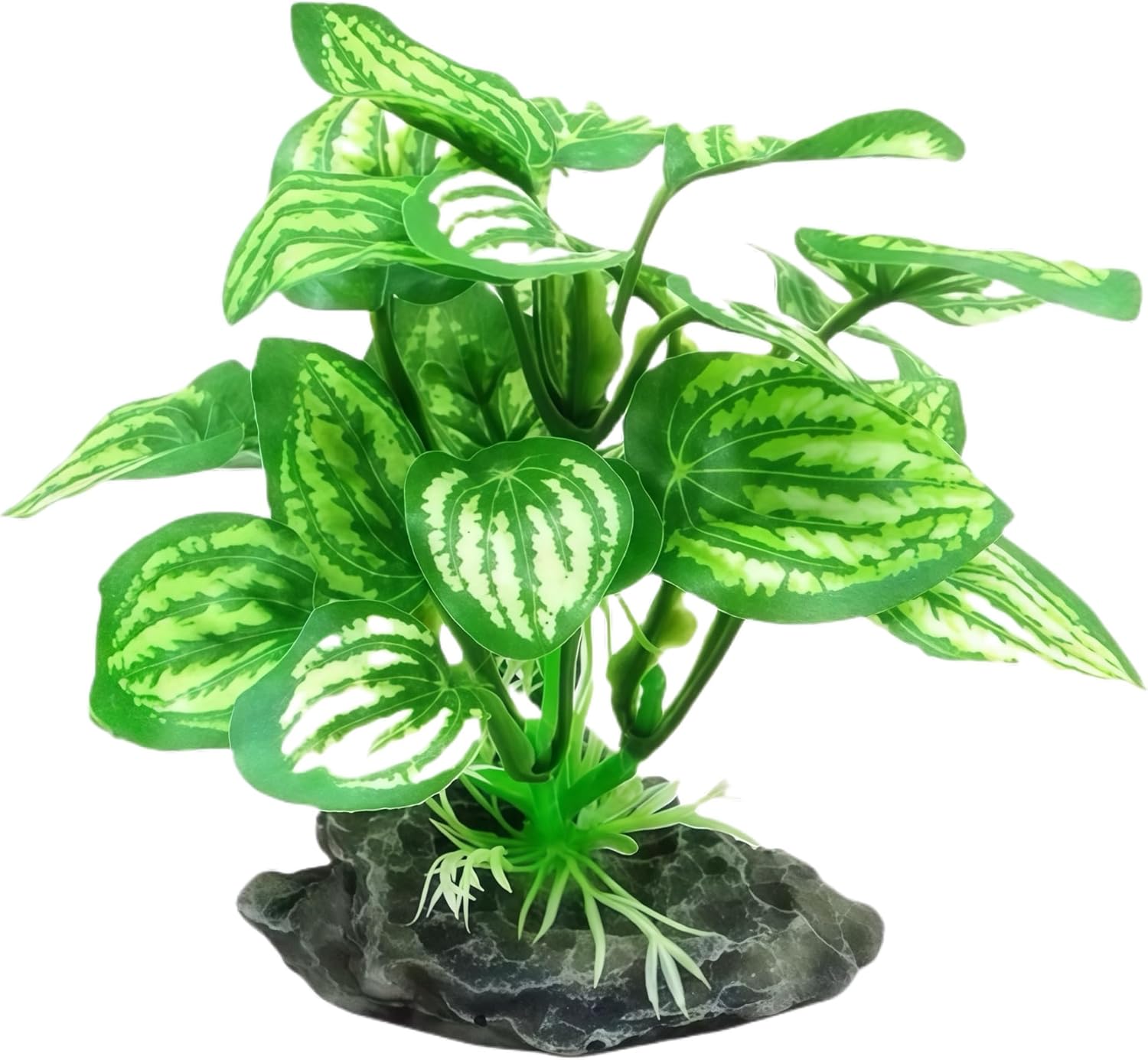 JGbaby Artificial Aquarium Plants,Fish Tank Decorations Betta Leaf Hammock 4in Realistic Silk & Plastic Plants, Hideout Decor for Betta. Goldfish,Reptiles,Small Tanks (Green Type-C)