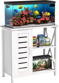 20-29 Gallon Fish Tank Stand, Aquarium Stand with Cabinet Accessories Storage, Heavy Duty Metal Frame, 31.49" L*15.74" W Tabletop, 330LBS Capacity,White PG07YGW