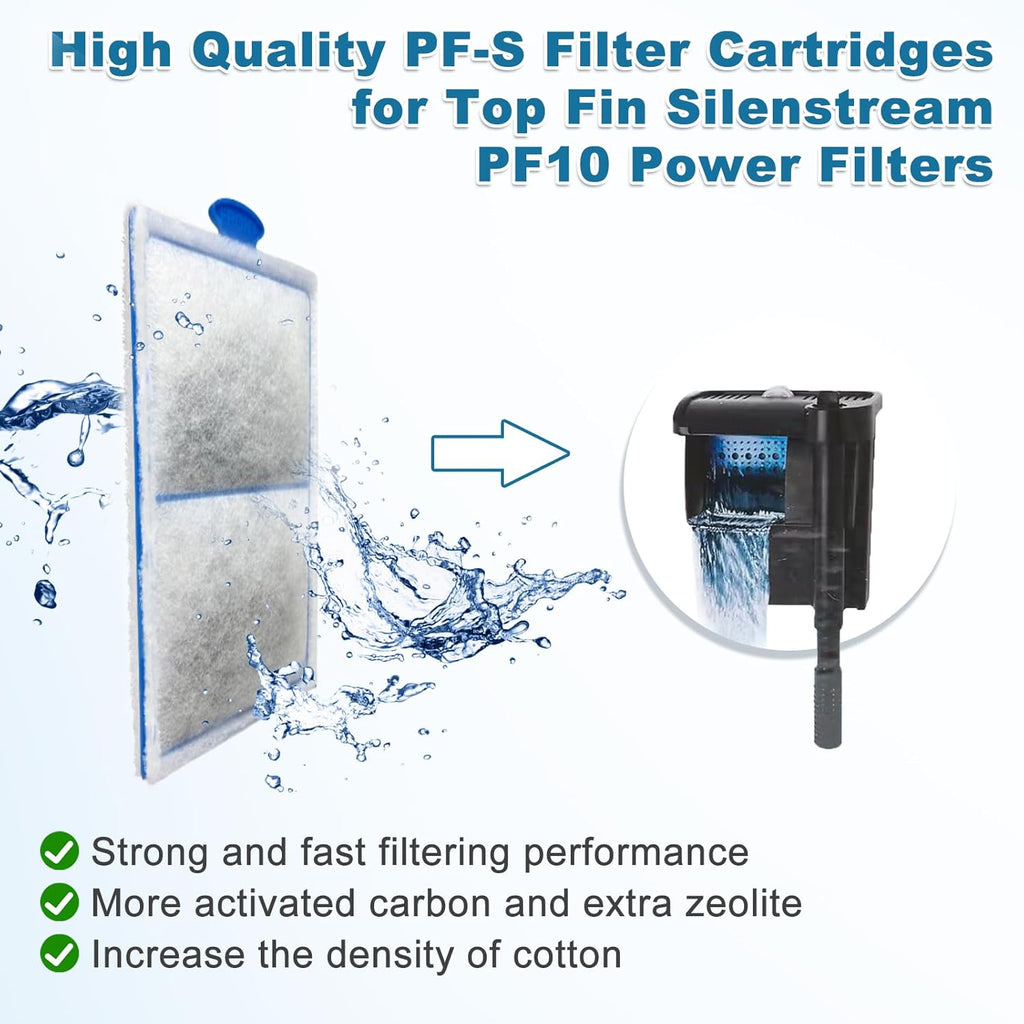 driamor 16 Pack PF-S Filter Cartridges Compatible with PF10 Power Filters, Small Fish Tank Filters Cartridge Replacement with Zeolite