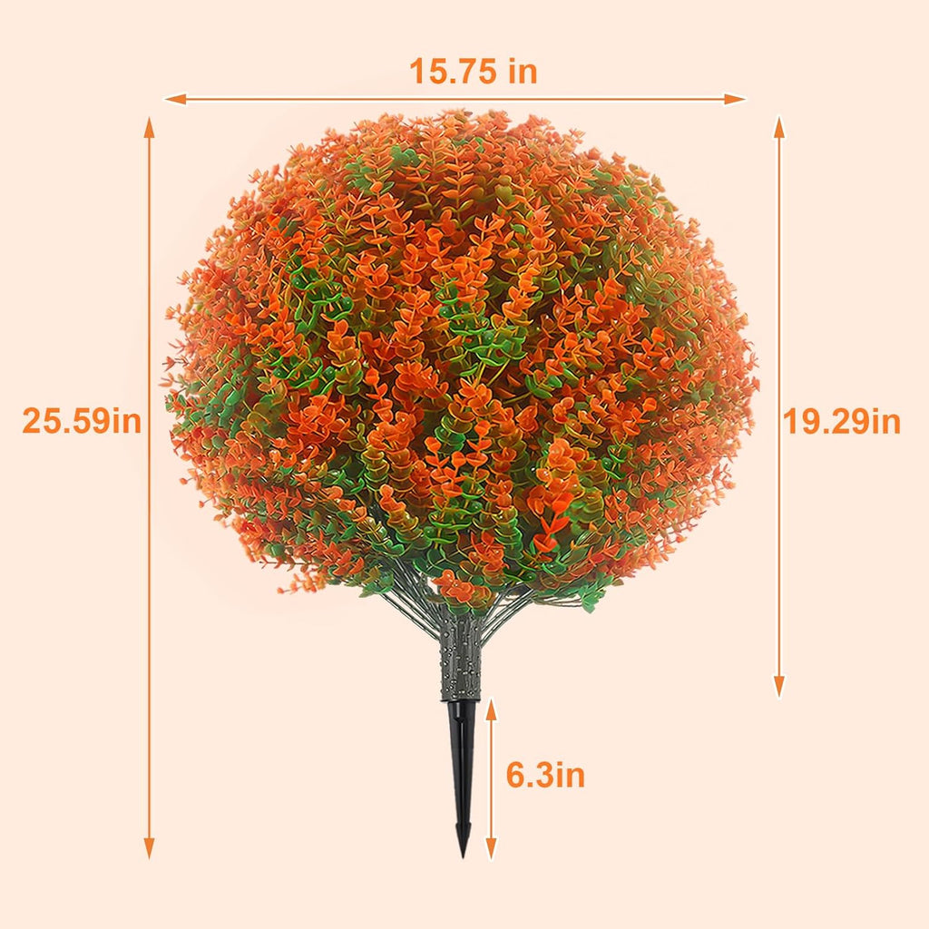 Artificial Boxwood Topiary Ball Trees: 2 Pack Fake Shrubs with Spike – UV Resistant & Fade Resistant, Faux Plant for Indoor Outside Front Porch Garden Thanksgiving Christmas Tree Decor 25.6"