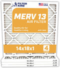 Filter King 14x18x1 Air Filter | 4-PACK | MERV 13 HVAC Pleated A/C Furnace Filters | MADE IN USA | Actual Size: 14 x 18 x .75"