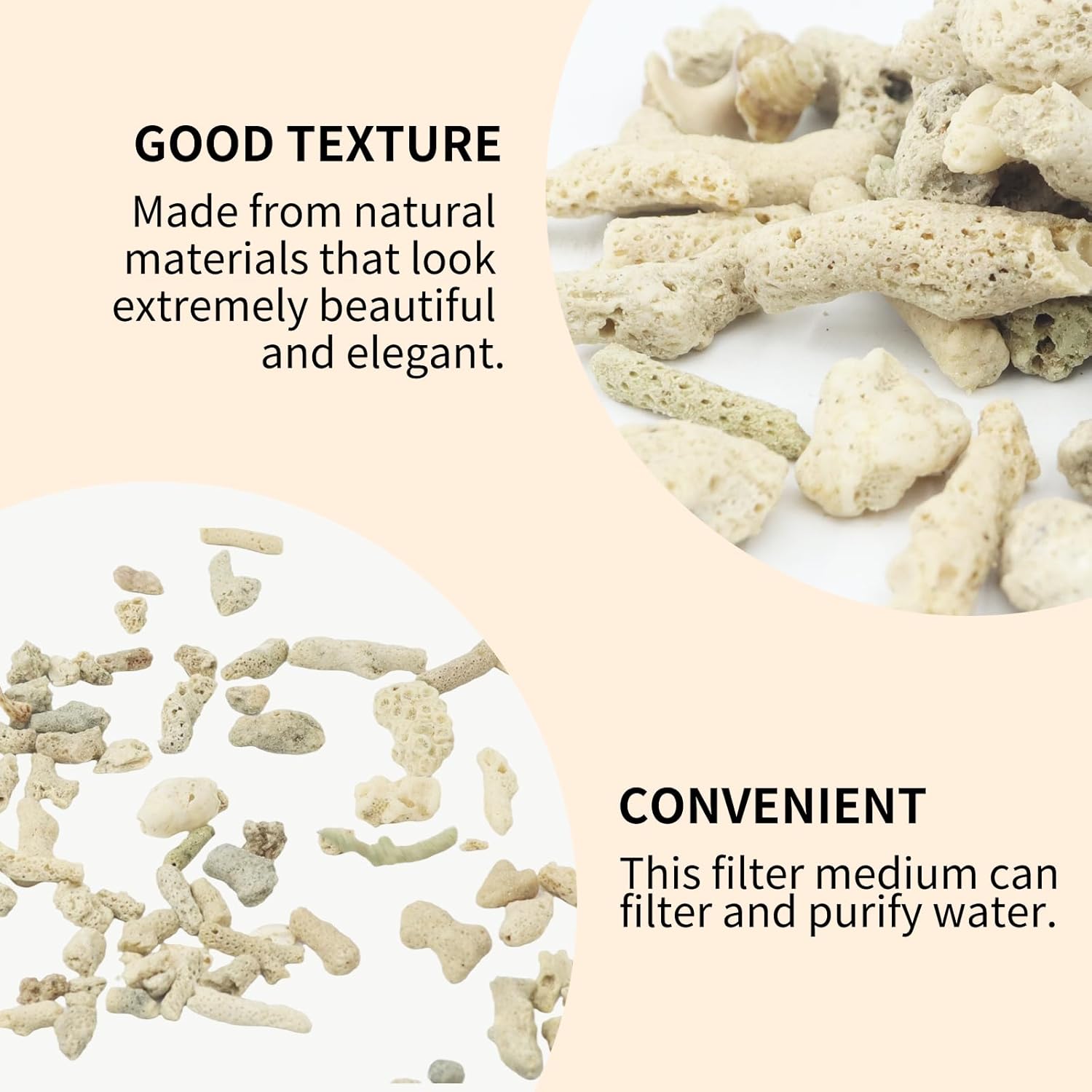 500g/1.1lb Crushed Coral for Freshwater Aquarium, Pond Filter Aquarium Filter Media to Raise ph, Reusable Aquarium Filter, Fish Tank Coral Stones
