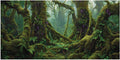 Tropical Forest Aquarium Background, Green Huge Tree Reptile Habitat Rainforest Terrarium Background, 6 EVA Double-Sided Tapes 36x18 inches/90x45