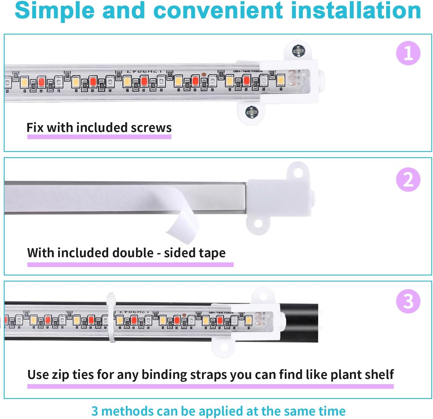 7.8'' LED Grow Light Strips, Grow Lamps for Indoor Plants Full Spectrum, Plant Light with 4/8/12H Timer, 10 Dimmable Levels for Seedling Succulent,Best Match for Plant Shelf, 3 Head