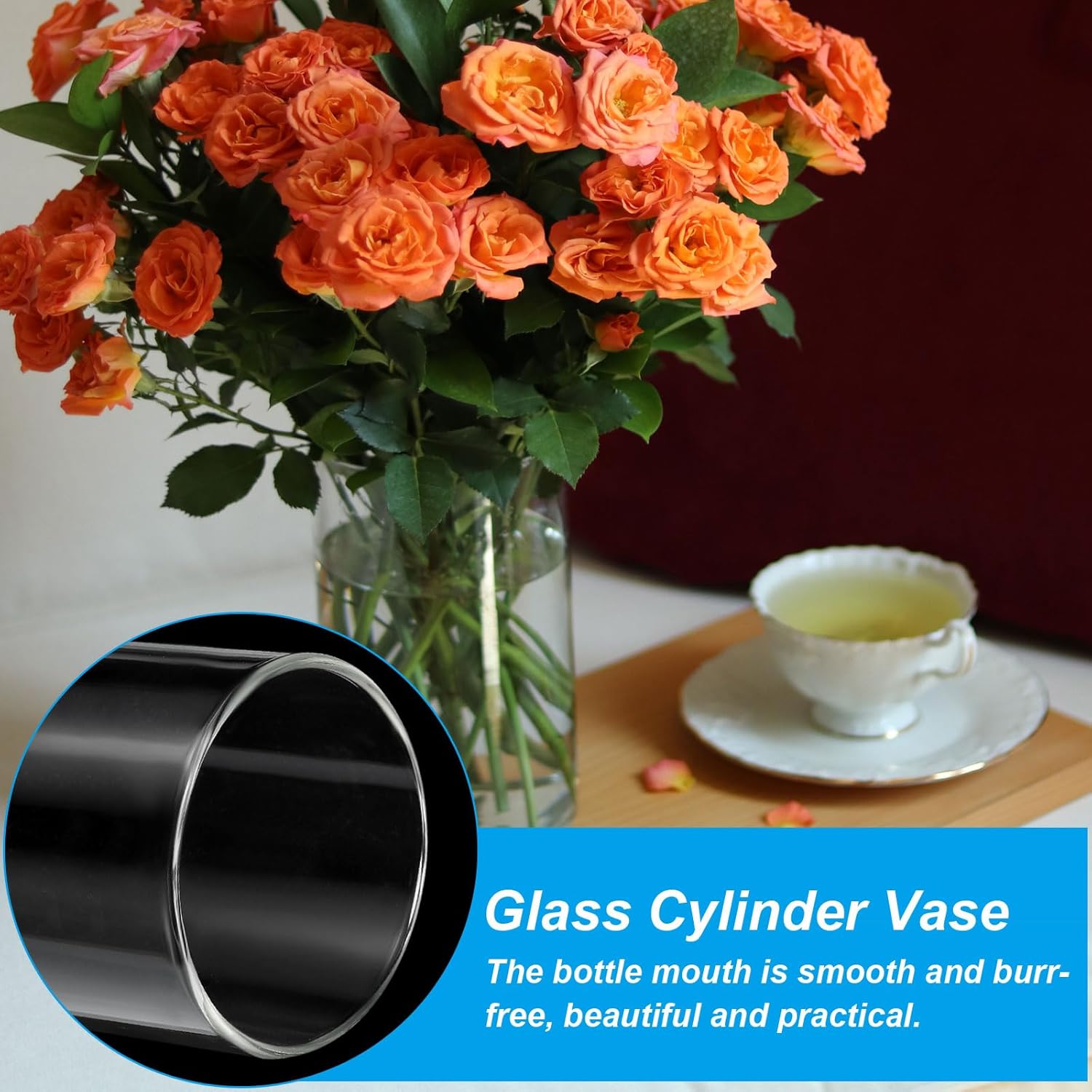 PATIKIL Clear Glass Cylinder Vase, 5.9" Tall and 2" Dia Tabletop Flowers Vase Floating Candle Holder Vase for Home Decor Wedding Centerpieces(8oz)