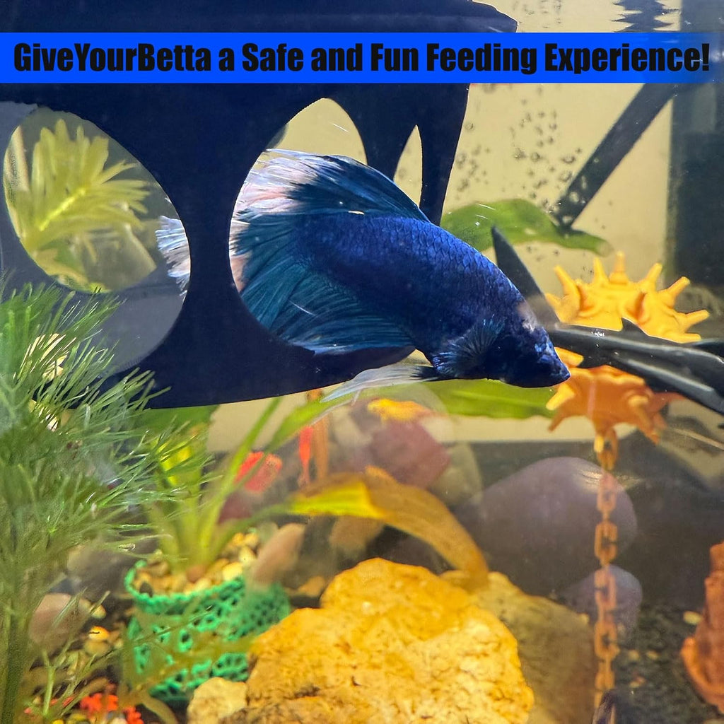 Floating Betta Fish Hideaway, Aquarium Suspended Resting Spot, Feeder for Small Fish and Shrimp, 3D Printed, Decorative Floating Cave Accessory for Aquariums. (Black)